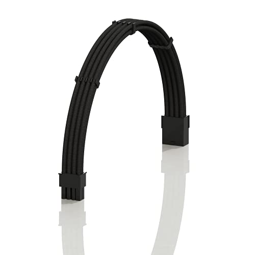 LINKUP - AVA 30cm 8-Poliges (6+2) GPU PCI-E-Netzteil Geflochtene Hülse Custom Mod PC-Verlängerungskabel mit Kamm | Einzelpackung | 300mm - Shwarz von LINKUP
