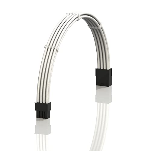 LINKUP - AVA 30cm 8-Poliges (6+2) GPU PCI-E-Netzteil Geflochtene Hülse Custom Mod PC-Verlängerungskabel mit Kamm | Einzelpackung | 300mm - Weiß von LINKUP