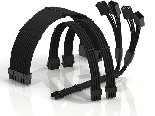 LINKUP - AVA 4-in-1 12VHPWR PCIE 5.0 Stromadapter|600W 16AWG|Für alle Netzteile|UL-zertifiziert, ummantelte Hülle|4-teiliger Satz für RTX5000 RTX4000 GPU|Verbessere die Gaming-Performance|40cm Schwarz LINKUP - AVA 4-in-1 12VHPWR PCIE 5.0 Stromadapter|600W 16AWG|Für alle Netzteile|UL-zertifiziert, ummantelte Hülle|4-teiliger Satz für RTX5000 RTX4000 GPU|Verbessere die Gaming-Performance|40cm Schwarz von LINKUP