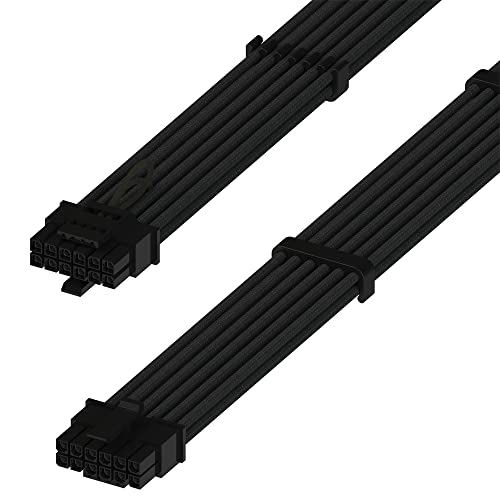 LINKUP - AVA 600W PCIE 5.0 16Pin (12+4) Hochstrom-Netzkabel | 16AWG ummantelt | Kompatibel mit RTX5000 RTX4000 RTX3000 FE | 70cm Schwarz von LINKUP