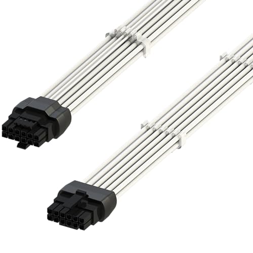 LINKUP - AVA 600W PCIE 5.0 16Pin (12+4) Hochstrom-Netzkabel | Gepresster & gelöteter Typ 16AWG ummantelt | Kompatibel mit RTX5000 RTX4000 RTX3000 FE | 70cm Weiß von LINKUP