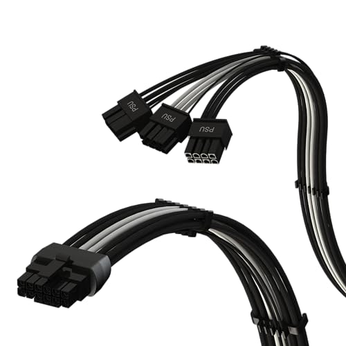 LINKUP - AVA PCIE 5.0 Geformtes & Gelötetes 16Pin (12+4) zu 3x8Pin | 16AWG Umhüllt | Kompatibel mit RTX50 RTX40 RTX30 FE GPUs | Nur für Corsair/ThermalTake Netzteile geeignet | 70cm von LINKUP