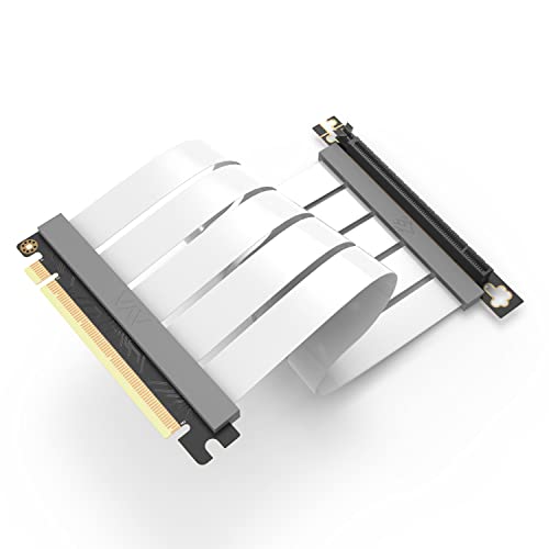 LINKUP - AVA PCIe 4.0 Gen 4 x16 Riserkabel - RTX 4090 RX7900 Ready - Steigere deine Gaming-Performance - 90 Grad Weiß (20cm) von LINKUP