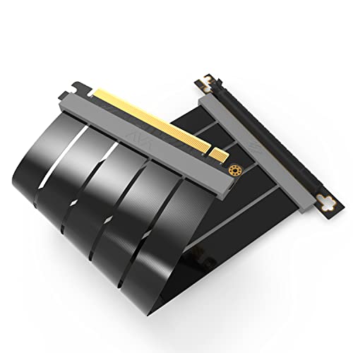 LINKUP - AVA PCIe 4.0 Gen 4 x16 Riserkabel - RTX 4090 RX7900 Ready - Steigere deine Gaming-Performance - 90 Grad Schwarz (15cm) von LINKUP