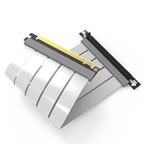 LINKUP - AVA PCIe 4.0 Gen 4 x16 Riserkabel - RTX 4090 RX7900 Ready - Steigere deine Gaming-Performance - 90 Grad Weiß (15cm) von LINKUP