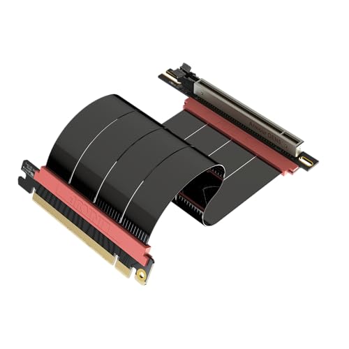 LINKUP - AVA5 Armour PCIE 5.0 Riser-Kabel | RTX5090 RX9070 GPU Bereit | x16 128GB/s Geschwindigkeit | PCIe 4.0 & WRX80/WRX90E Kompatibel | Rechter Winkel, Schwarz 20cm (Gesamtlänge 24cm) von LINKUP