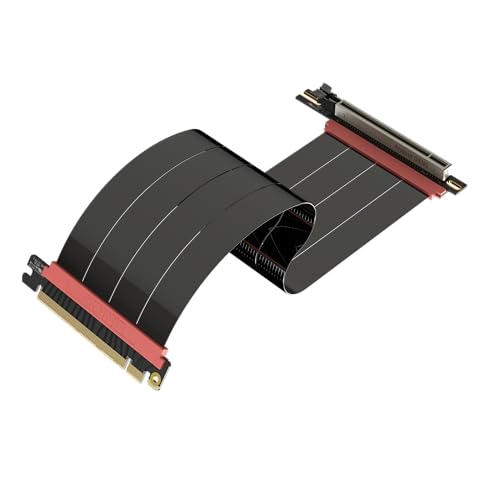LINKUP - AVA5 Armour PCIE 5.0 Riser-Kabel | RTX5090 RX9070 GPU Bereit | x16 128GB/s Geschwindigkeit | PCIe 4.0 & WRX80/WRX90E Kompatibel | Rechter Winkel, Schwarz 30cm (Gesamtlänge 34cm) von LINKUP