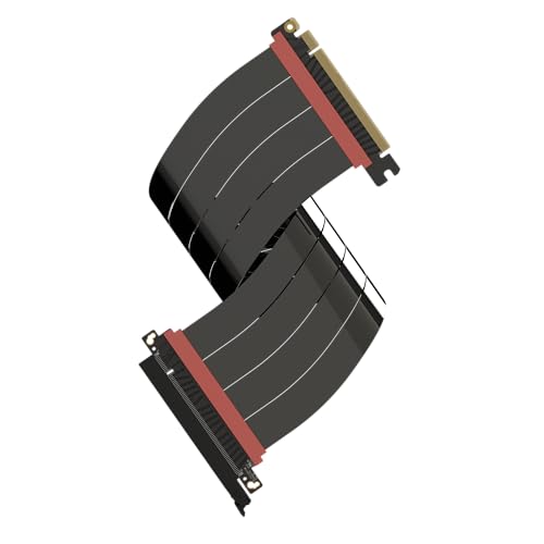 LINKUP - AVA5 PCIE 5.0 Riser-Kabel [40cm (Gesamtlänge 44cm)] RTX5090 RX9070 GPU Bereit | x16 128GB/s Geschwindigkeit | PCIe 4.0 & WRX80/WRX90E Kompatibel | Gerade, Schwarz von LINKUP