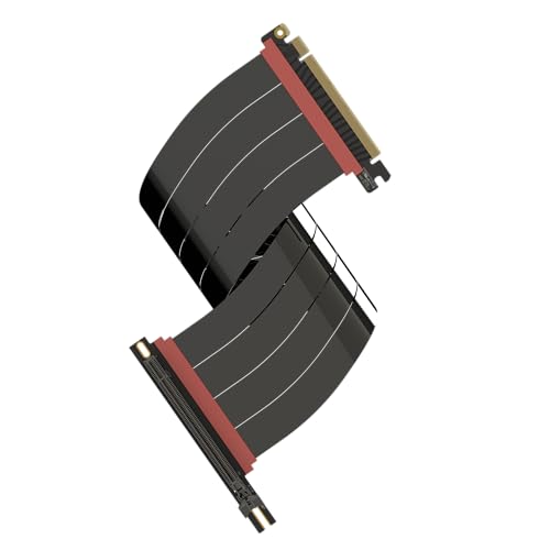 LINKUP - AVA5 PCIE 5.0 Riser-Kabel [40cm (Gesamtlänge 44cm)] RTX5090 RX9070 GPU Bereit | x16 128GB/s Geschwindigkeit | PCIe 4.0 & WRX80/WRX90E Kompatibel | Rechter Winkel Schwarz von LINKUP