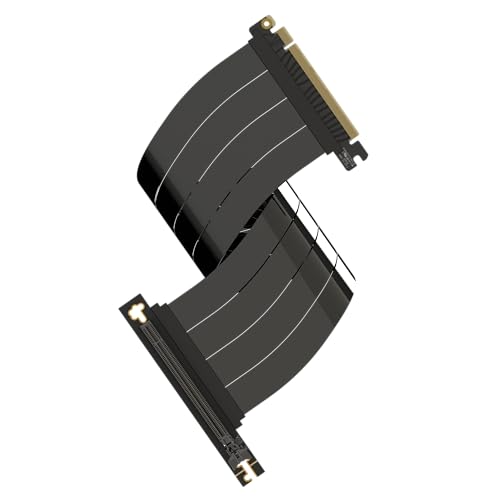 LINKUP - AVA5 PCIE 5.0 Riser-Kabel [40cm (Gesamtlänge 44cm)] RTX5090 RX9070 GPU Bereit | x16 128GB/s Geschwindigkeit | PCIe 4.0 & WRX80/WRX90E Kompatibel | Rechter Winkel Schwarz von LINKUP