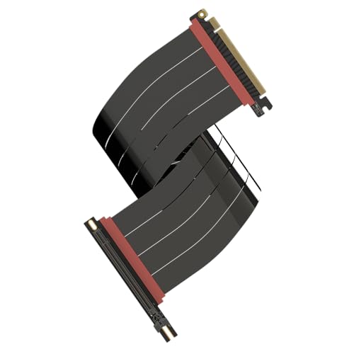LINKUP - AVA5 PCIE 5.0 Riser-Kabel [50cm (Gesamtlänge 54cm)] RTX5090 RX9070 GPU Bereit | x16 128GB/s Geschwindigkeit | PCIe 4.0 & WRX80/WRX90E Kompatibel | Rechter Winkel Schwarz von LINKUP
