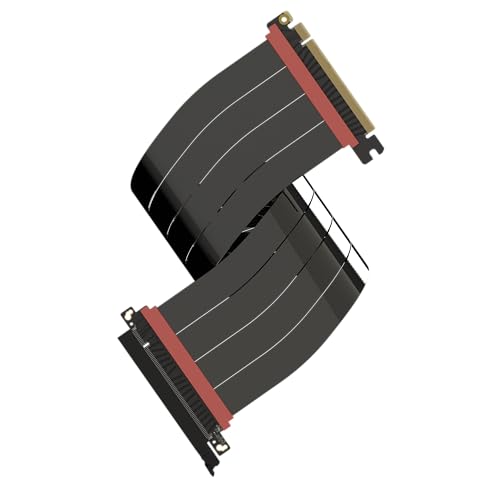 LINKUP - AVA5 PCIE 5.0 Riser-Kabel [50cm (Gesamtlänge 54cm)] RTX5090 RX9070 GPU Bereit | x16 128GB/s Geschwindigkeit | PCIe 4.0 & WRX80/WRX90E Kompatibel | Gerade, Schwarz von LINKUP