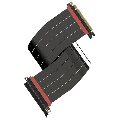 LINKUP - AVA5 PCIE 5.0 Riser-Kabel [60cm (Gesamtlänge 64cm)] RTX5090 RX9070 GPU Bereit | x16 128GB/s Geschwindigkeit | PCIe 4.0 & WRX80/WRX90E Kompatibel | Gerade, Schwarz von LINKUP