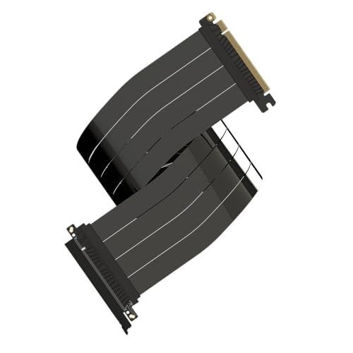LINKUP - AVA5 PCIE 5.0 Riser-Kabel [70cm (Gesamtlänge 74cm)] RTX5090 RX9070 GPU Bereit | x16 128GB/s Geschwindigkeit | PCIe 4.0 & WRX80/WRX90E Kompatibel | Gerade, Schwarz von LINKUP