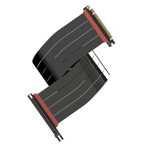 LINKUP - AVA5 PCIE 5.0 Riser-Kabel [70cm (Gesamtlänge 74cm)] RTX5090 RX9070 GPU Bereit | x16 128GB/s Geschwindigkeit | PCIe 4.0 & WRX80/WRX90E Kompatibel | Rechter Winkel Schwarz von LINKUP