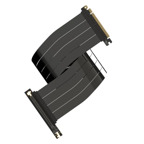 LINKUP - AVA5 PCIE 5.0 Riser-Kabel [70cm (Gesamtlänge 74cm)] RTX5090 RX9070 GPU Bereit | x16 128GB/s Geschwindigkeit | PCIe 4.0 & WRX80/WRX90E Kompatibel | Rechter Winkel Schwarz von LINKUP