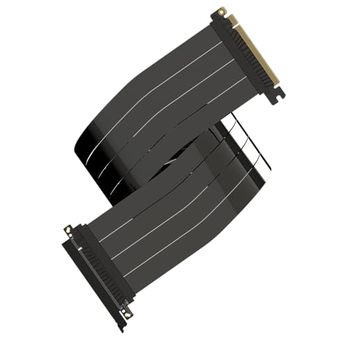 LINKUP - AVA5 PCIE 5.0 Riser-Kabel [80cm (Gesamtlänge 84cm)] RTX5090 RX9070 GPU Bereit | x16 128GB/s Geschwindigkeit | PCIe 4.0 & WRX80/WRX90E Kompatibel | Gerade, Schwarz von LINKUP