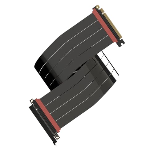LINKUP - AVA5 PCIE 5.0 Riser-Kabel [80cm (Gesamtlänge 84cm)] RTX5090 RX9070 GPU Bereit | x16 128GB/s Geschwindigkeit | PCIe 4.0 & WRX80/WRX90E Kompatibel | Gerade, Schwarz von LINKUP