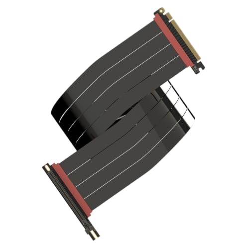 LINKUP - AVA5 PCIE 5.0 Riser-Kabel [90cm (Gesamtlänge 94cm)] RTX5090 RX9070 GPU Bereit | x16 128GB/s Geschwindigkeit | PCIe 4.0 WRX80/WRX90E O11D EVO XL aufrechte Kompatibel | Rechter Winkel Schwarz von LINKUP