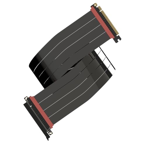 LINKUP - AVA5 PCIE 5.0 Riser-Kabel [90cm (Gesamtlänge 94cm)] RTX5090 RX9070 GPU Bereit | x16 128GB/s Geschwindigkeit | PCIe 4.0 & WRX80/WRX90E Kompatibel | Gerade, Schwarz von LINKUP