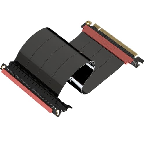 LINKUP - AVA5 PCIE 5.0 Riser-Kabel | RTX5090 RX9070 GPU Bereit | x16 128GB/s Geschwindigkeit | PCIe 4.0 Kompatibel | Entwickelt für ITX | Einzelne Umgekehrte Gerade Schwarz 23cm (Gesamtlänge 27.5cm) von LINKUP