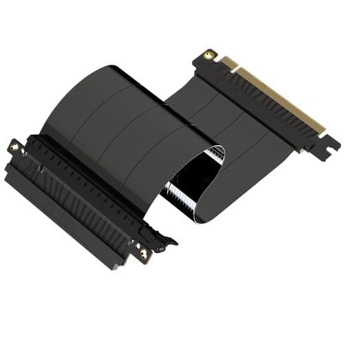 LINKUP - AVA5 PCIE 5.0 Riser-Kabel | RTX5090 RX9070 GPU Bereit | x16 128GB/s Geschwindigkeit | PCIe 4.0 Kompatibel | Entwickelt für ITX | Einzelne Umgekehrte Gerade Schwarz 24cm (Gesamtlänge 27.5cm) von LINKUP