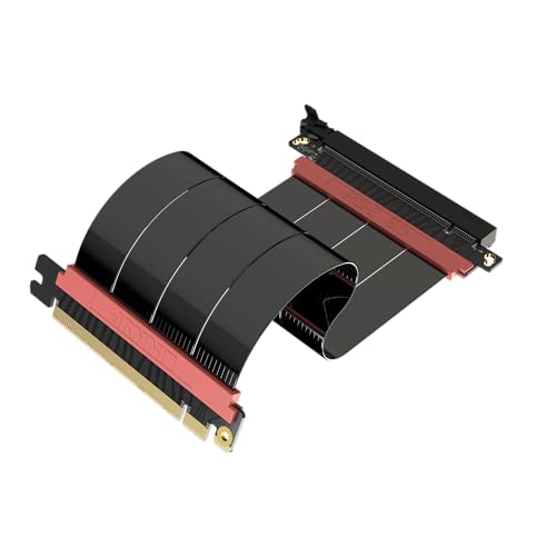 LINKUP - AVA5 PCIE 5.0 Riser-Kabel | RTX5090 RX9070 GPU Bereit | x16 128GB/s Geschwindigkeit | PCIe 4.0 & WRX80/WRX90E Kompatibel | Gerade, Schwarz 20cm (Gesamtlänge 24cm) von LINKUP