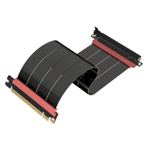 LINKUP - AVA5 PCIE 5.0 Riser-Kabel | RTX5090 RX9070 GPU Bereit | x16 128GB/s Geschwindigkeit | PCIe 4.0 & WRX80/WRX90E Kompatibel | Gerade, Schwarz 25cm (Gesamtlänge 29cm) von LINKUP
