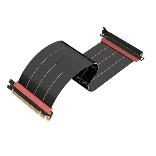 LINKUP - AVA5 PCIE 5.0 Riser-Kabel | RTX5090 RX9070 GPU Bereit | x16 128GB/s Geschwindigkeit | PCIe 4.0 & WRX80/WRX90E Kompatibel | Gerade, Schwarz 30cm (Gesamtlänge 34cm) von LINKUP