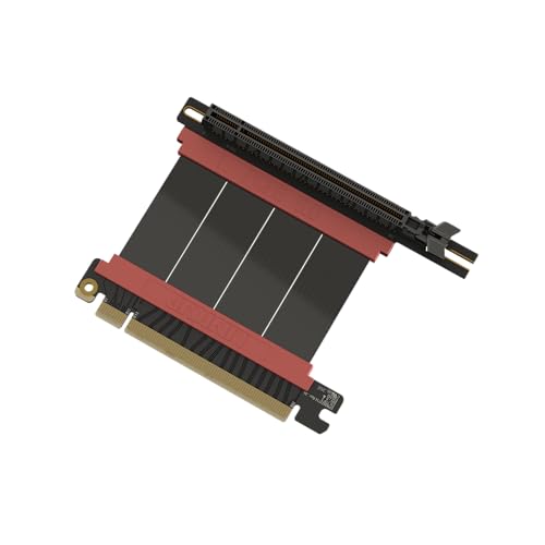 LINKUP - AVA5 PCIE 5.0 Riser-Kabel | RTX5090 RX9070 GPU Bereit | x16 128GB/s Geschwindigkeit | PCIe 4.0 & WRX80/WRX90E Kompatibel | Linkswinkel, Schwarz 5cm (Gesamtlänge 9cm) von LINKUP