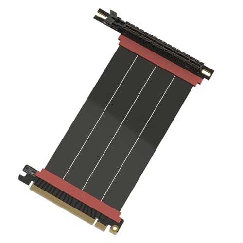 LINKUP - AVA5 PCIE 5.0 Riser-Kabel | RTX5090 RX9070 GPU Bereit | x16 128GB/s Geschwindigkeit | PCIe 4.0 & WRX80/WRX90E Kompatibel | Rechter Winkel, Schwarz 15cm (Gesamtlänge 19cm) von LINKUP