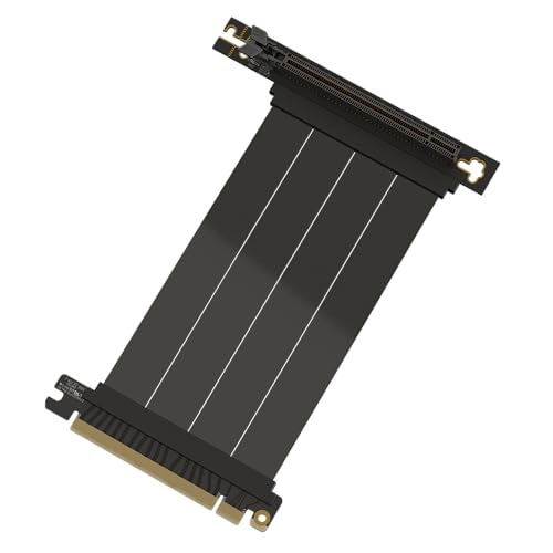 LINKUP - AVA5 PCIE 5.0 Riser-Kabel | RTX5090 RX9070 GPU Bereit | x16 128GB/s Geschwindigkeit | PCIe 4.0 & WRX80/WRX90E Kompatibel | Rechter Winkel, Schwarz 15cm (Gesamtlänge 19cm) von LINKUP
