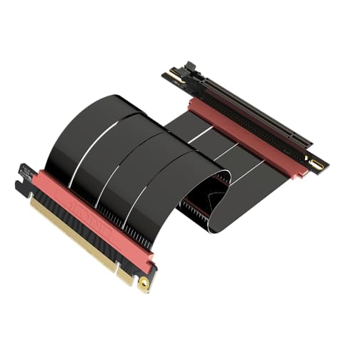 LINKUP - AVA5 PCIE 5.0 Riser-Kabel | RTX5090 RX9070 GPU Bereit | x16 128GB/s Geschwindigkeit | PCIe 4.0 & WRX80/WRX90E Kompatibel | Rechter Winkel, Schwarz 20cm (Gesamtlänge 24cm) von LINKUP