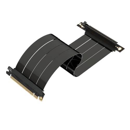 LINKUP - AVA5 PCIE 5.0 Riser-Kabel | Zukunftssicher für Gen 5 GPU Vertikal-Montage | x16 128GB/s Geschwindigkeit | PCIe 4.0 & WRX80SE Kompatibel | Rechter Winkel, Schwarz 30cm von LINKUP