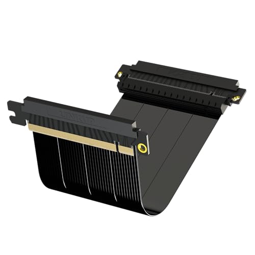 LINKUP - AVA5 PCIE 5.0 Riser-Kabel | Zukunftssicher für Gen 5 GPU Vertikal-Montage | x16 128GB/s Geschwindigkeit | PCIe 4.0 Kompatibel | Entwickelt für ITX | Dual Reverse Schwarz 20cm von LINKUP