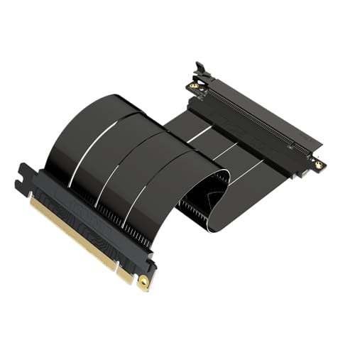 LINKUP - AVA5 PCIE 5.0 Riser-Kabel | Zukunftssicher für Gen 5 GPU Vertikal-Montage | x16 128GB/s Geschwindigkeit | PCIe 4.0 & WRX80SE Kompatibel | Gerade, Schwarz 20cm von LINKUP