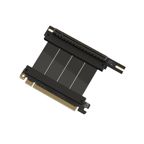 LINKUP - AVA5 PCIE 5.0 Riser-Kabel | Zukunftssicher für Gen 5 GPU Vertikal-Montage | x16 128GB/s Geschwindigkeit | PCIe 4.0 & WRX80SE Kompatibel | Linkswinkel, Schwarz 5cm von LINKUP