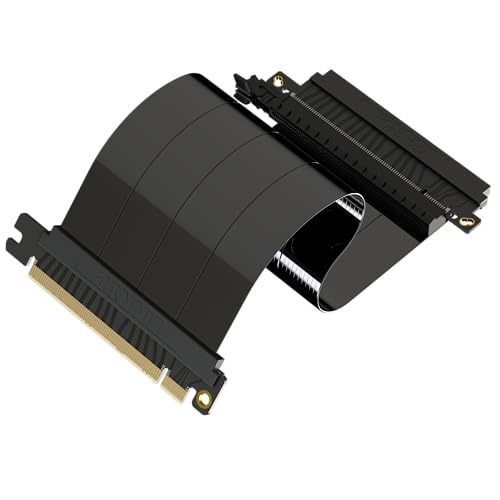 LINKUP - AVA5 PCIE 5.0 Riser-Kabel | Zukunftssicher für Gen 5 GPU Vertikal-Montage | x16 128GB/s Geschwindigkeit | PCIe 4.0 Kompatibel | Entwickelt für ITX | Einzelne Umgekehrte Gerade Schwarz 24cm von LINKUP