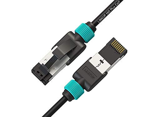 LINKUP - Getestet mit Versiv Cat7 Ethernet Patchkabel - 455cm (1er Pack) 10G Doppelt geschirmt RJ45 S/FTP┃Netzwerk Internet LAN Schalttafel Router Gaming Extreme Höchstgeschwindigkeit┃30AWG Schwarz von LINKUP