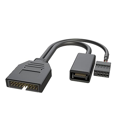 LINKUP - Interner 3.1 10G Gen 2 20-Pin A-Key männlicher Gehäusestecker mit USB 2.0-Header zu USB 3.0 20-Pin männlicher Header-Verlängerungskabel 10 cm von LINKUP