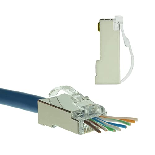 LINKUP - Snagless RJ45 Cat6 STP Connectors EZ Pass Through Ends | Ethernet Cat 6 8P8C Solid Plugs | STP Gigabit Round Cable Connector | Platinum 50 Mi Gold Plated High Performance | 100 Pack von LINKUP