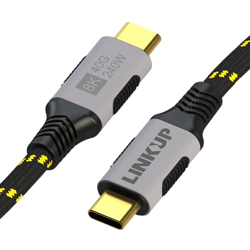 LINKUP - USB 4.0 240W 40Gbps Typ-C Thunderbolt 4 Kabel [2m] 8K@60Hz Video Superschnell-Laden und Daten Robust ummantelt Kompatibel mit iPhone 15 Pro/Max MacBook Pro/Air iPad Pro Galaxy S23 von LINKUP