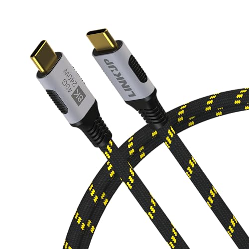 LINKUP - USB 4.0 240W 40Gbps Typ-C Thunderbolt 4 Kabel [0,9m] 8K@60Hz Video Superschnell-Laden und Daten Robust ummantelt Kompatibel mit iPhone 15/16 Pro/Max MacBook Pro/Air iPad Pro Galaxy S23 von LINKUP