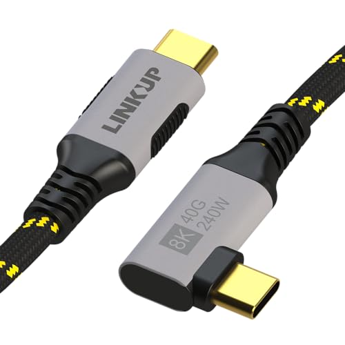 LINKUP - USB 4.0 240W 40Gbps Typ-C Thunderbolt 4 Kabel [1,2m RechterWinkel] 8K@60Hz Superschnell-Laden Daten Robust ummantelt Kompatibel mit iPhone 15/16 Pro/Max MacBook Pro/Air iPad Pro Galaxy S23 von LINKUP