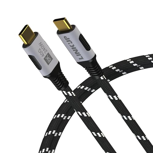 LINKUP - USB 4.0 240W 40Gbps Typ-C Thunderbolt 4 Kabel [1,5m] 8K@60Hz Video Superschnell-Laden und Daten Robust ummantelt Kompatibel mit iPhone 15/16 Pro/Max MacBook Pro/Air iPad Pro Galaxy S23 von LINKUP