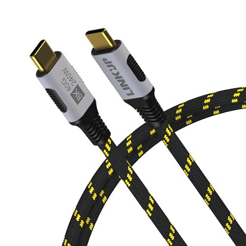 LINKUP - USB 4.0 240W 40Gbps Typ-C Thunderbolt 4 Kabel [1,5m] 8K@60Hz Video Superschnell-Laden und Daten Robust ummantelt Kompatibel mit iPhone 15/16 Pro/Max MacBook Pro/Air iPad Pro Galaxy S23 von LINKUP