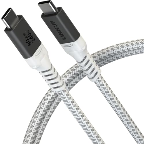 LINKUP – USB 4 Gen 2 Kabel 80 Gbps (120 cm Weiß) Kompatibel mit Thunderbolt 5/4/3, 240 W PD-Ladung, 16K/8K-Displays, USB-C High-Speed-Kabel für MacBook, iPad Pro, iPhone 15/16, Samsung Galaxy und mehr von LINKUP