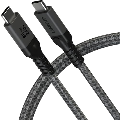 LINKUP – USB 4 Ver.2 Kabel 80 Gbps (90 cm Grau) Kompatibel mit Thunderbolt 5/4/3, 240 W PD-Ladung, 16K/8K-Displays, USB-C High-Speed-Kabel für MacBook, iPad Pro, iPhone 15/16, Samsung Galaxy und mehr von LINKUP