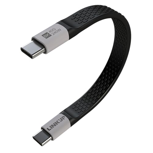 LINKUP - USB4.0 240W 40Gbps Typ-C Thunderbolt 4 [13cm] 8K@60Hz Superschnell-Laden und Daten Tragbare flexible Powerbank Kabel Kompatibel mit iPhone 15/16 Pro/Max MacBook Pro/Air iPad Pro Galaxy S23 von LINKUP