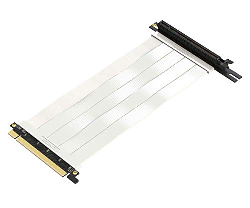 LINKUP - Ultra PCIe 4.0 X16 Riser-Kabel [RTX4090 RX6950XT x570 B550 Z690 Getestet] Geschirmte Vertikale Gaming-PCI-Express-Gen4-Montage | Linksgewinkelte Buchse (28cm) 3.0 Gen3-Kompatibel | Weiß von LINKUP